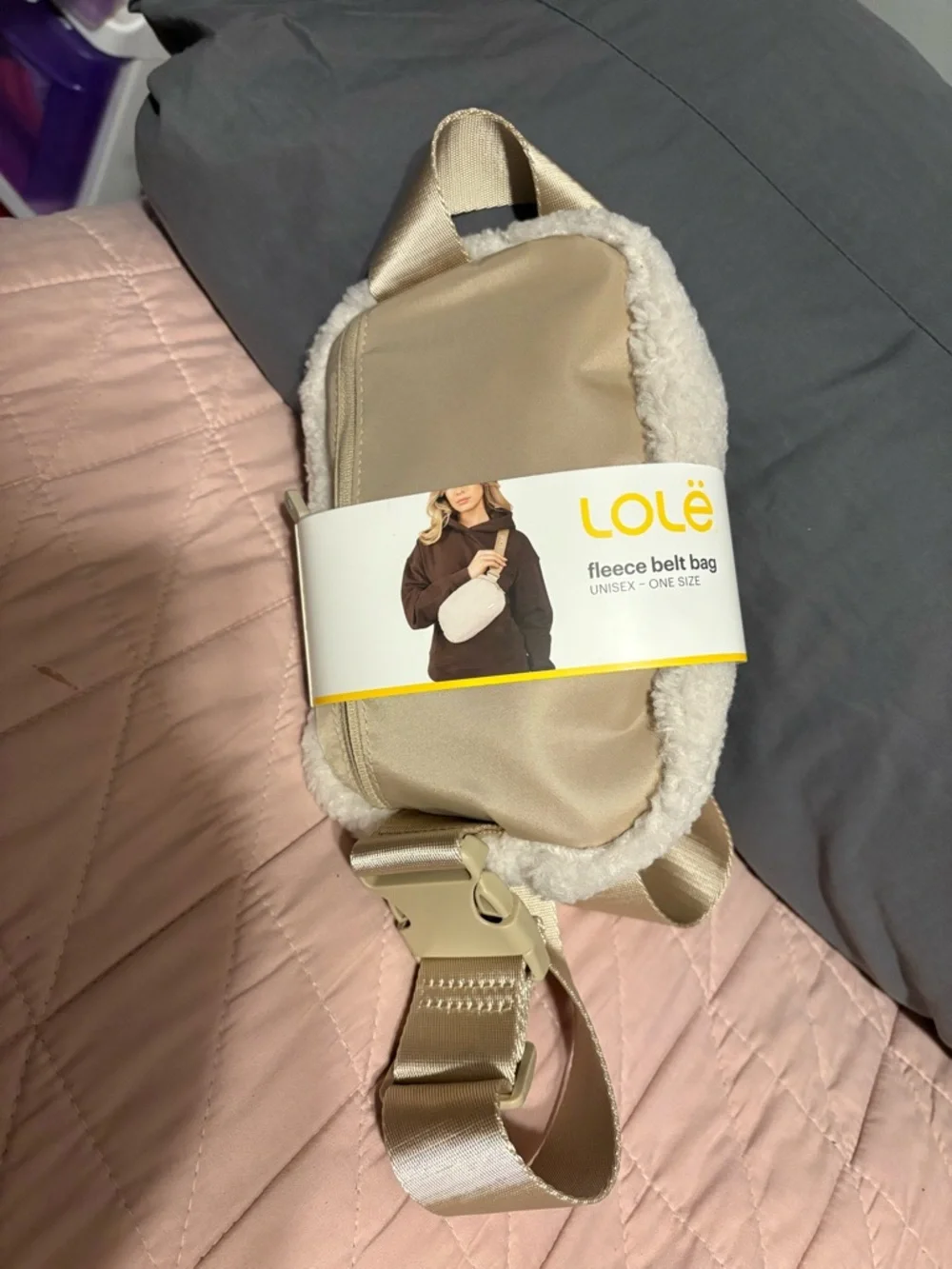 Lolë Unisex Fleece Belt/ Bum Bag – Cream/Tan NEW WITH TAGS